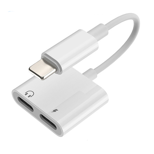 Аудио адаптер с двойным освещением для IPhone XS MAX XR X 8 Plus, разъем 3,5 мм, зарядка для наушников, Aux 2 в 1, сплиттер для IOS 11 12