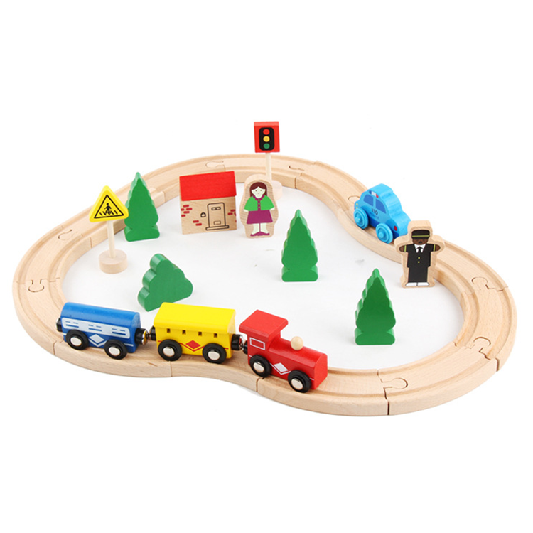 ROBOTIME Wooden Train Play Set Railway Track Toy for Kids 3 4 5 Years Old Car Race Track for Toddlers Gift ROBOTIME Wooden Train Play Set Railway Track Toy for Kids 3 4 5 Years Old Car Race Track for Toddlers Gift