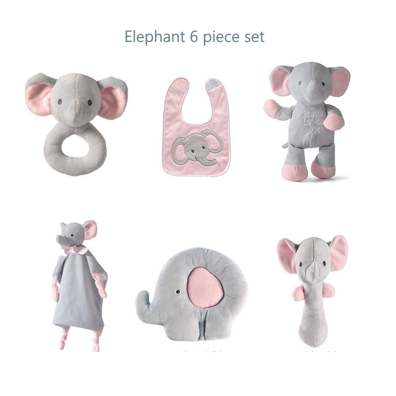 Нарядное платье для малышей милые мягкие детские одеяло из плюша с рисунками животных; С Рисунком Слона/кролик/детские подарочные наборы игрушки 6 шт. в комплекте