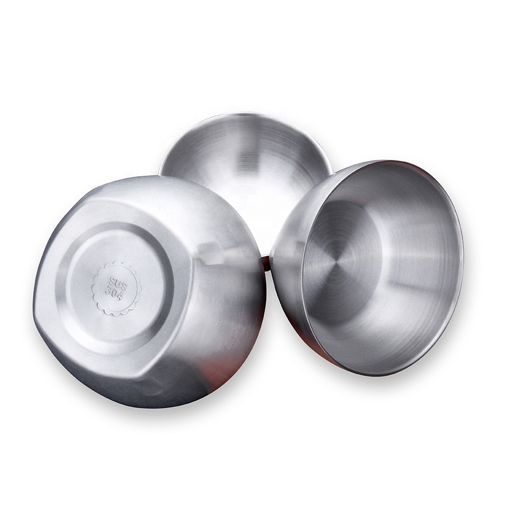 Миска для риса с логотипом на заказ, термоизолированная миска для супа с двойными стенками, миски для смешивания салата из нержавеющей стали 304, миска для риса