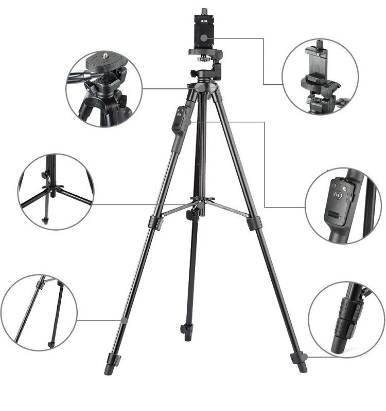 Yunteng VCT-5208 Aluminum Smartphone Travel Selfie Tripod for Mobile Phone Camera