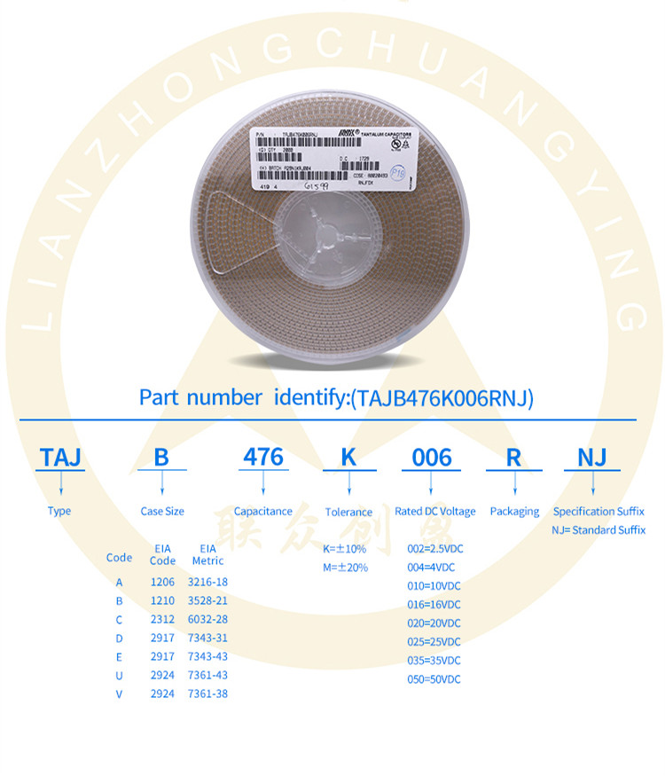 拓片107 10PCS 10V 100UF B case 107A TAJB107K010RNJ 1210 ±10% SMD