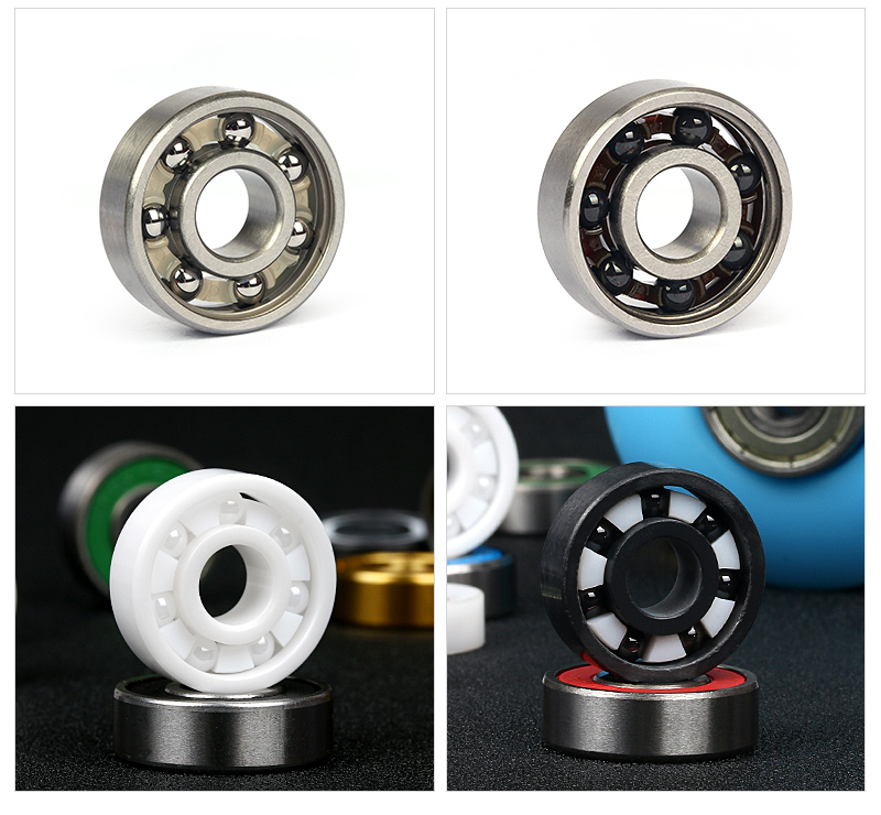 Customized logo ABEC3 P6 grade Aluminum box packaging 8pcs 8*22*7mm size 608zz 608-2rs Skateboard Ball Bearing