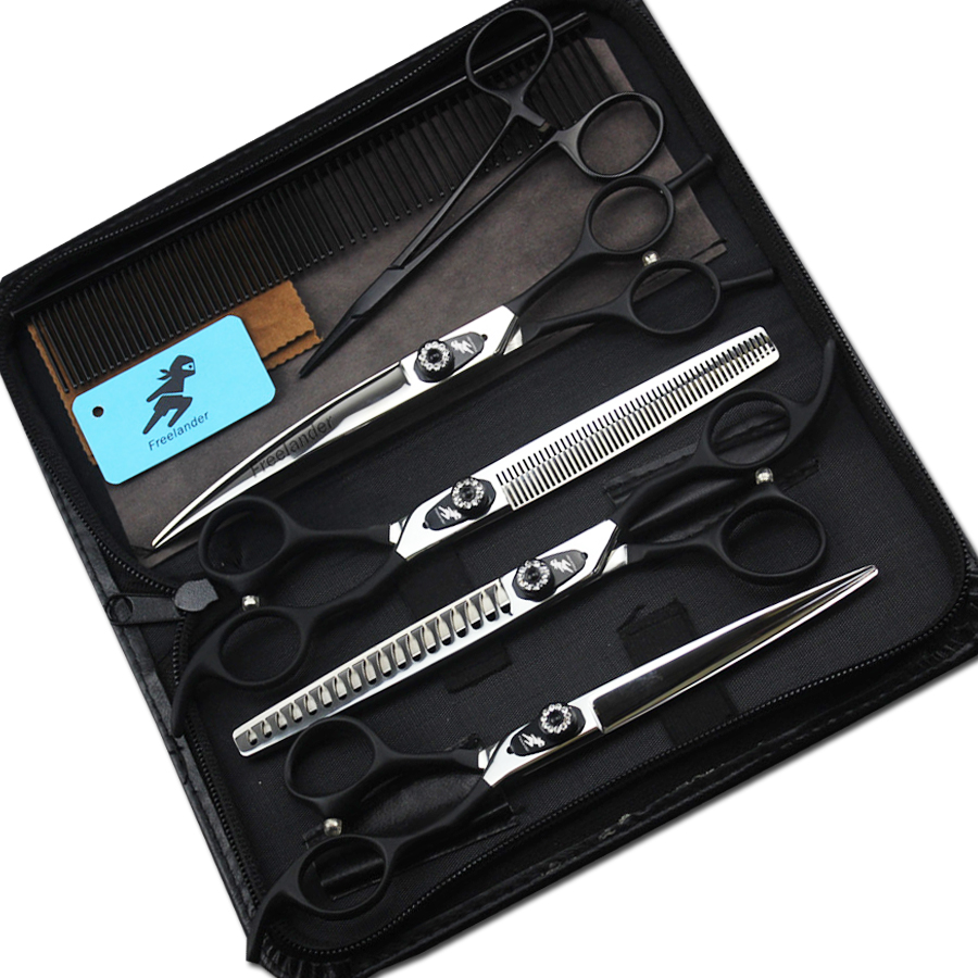 7,0 дюймов оптовая продажа 4 шт. Профессиональный нержавеющая сталь ножницы для стрижки домашних животных комплект