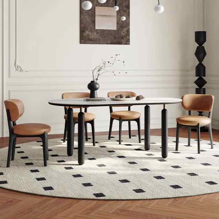 Vintage Style Oval Solid Wood Dining Table Restaurant Small