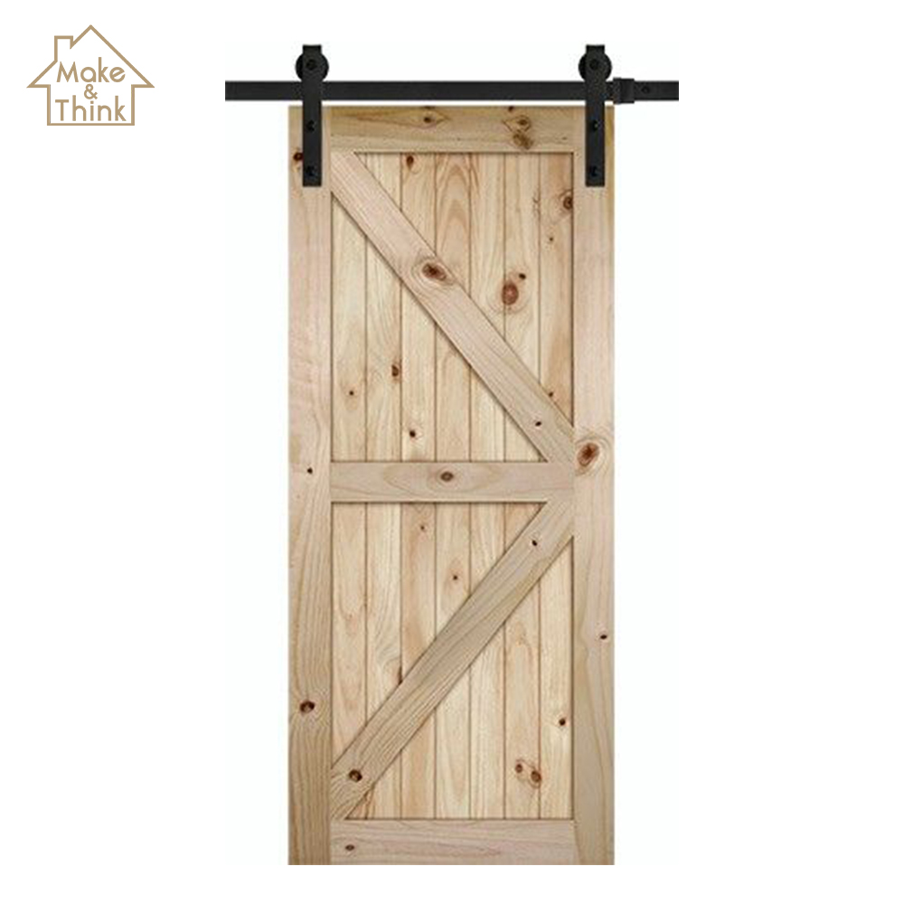 K-frame Interior solid wood sliding knotty pine barn door puerta de granero