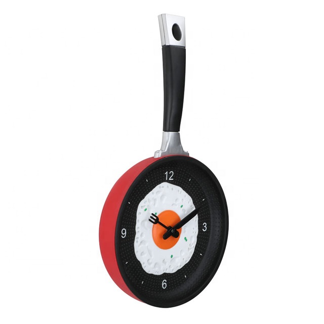 Смешные жареная сковорода для яиц кухня настенные часы украшение дома