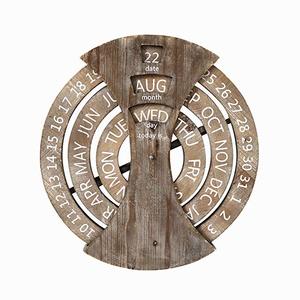 Wood custom rustic circular wall mounted Spin Perpetual Calendar