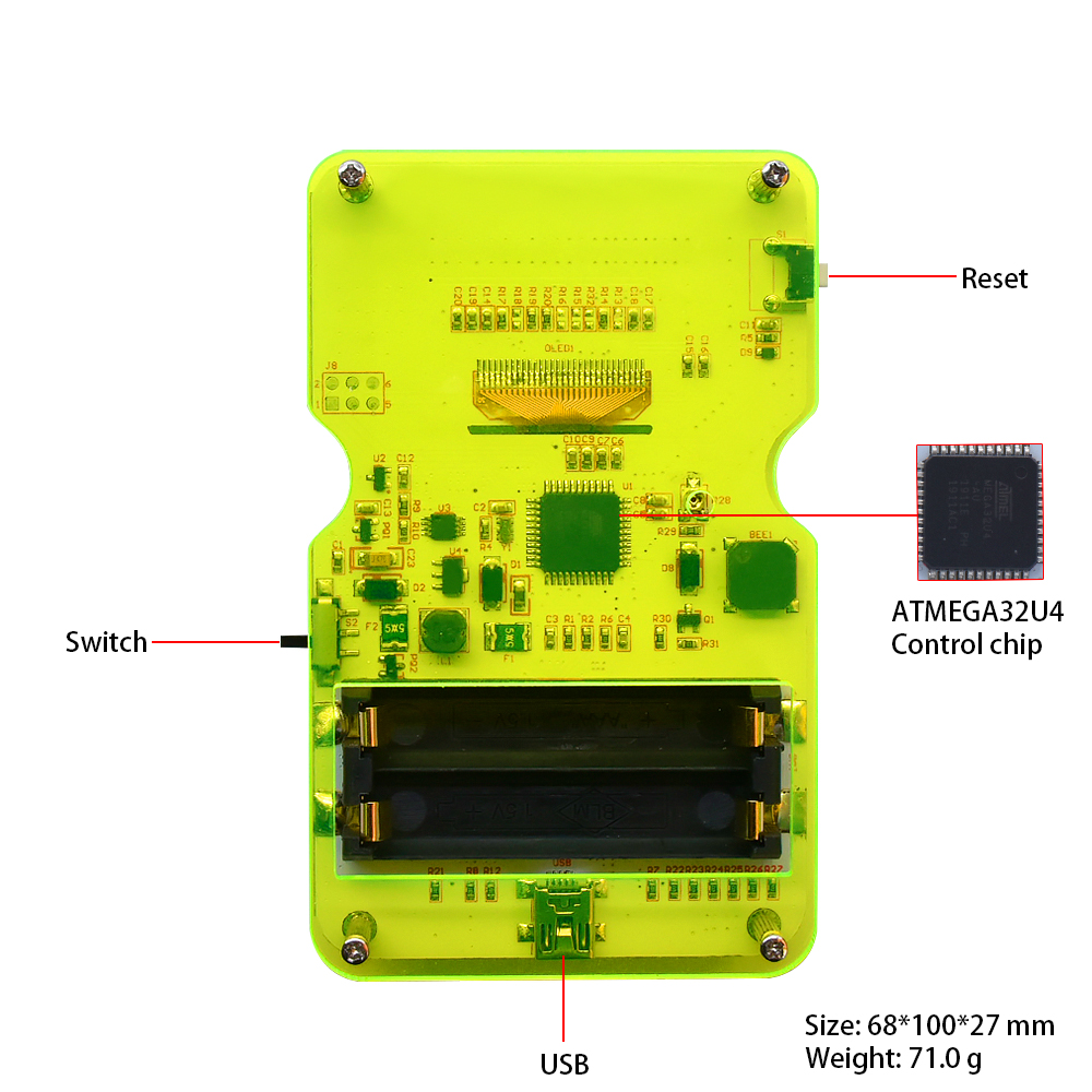 GAMEPI ATMEGA32U4 DIY Kit HandheldCon W/OLED Game Machine Console learning Starter Kit for Arduino(AAA battery)