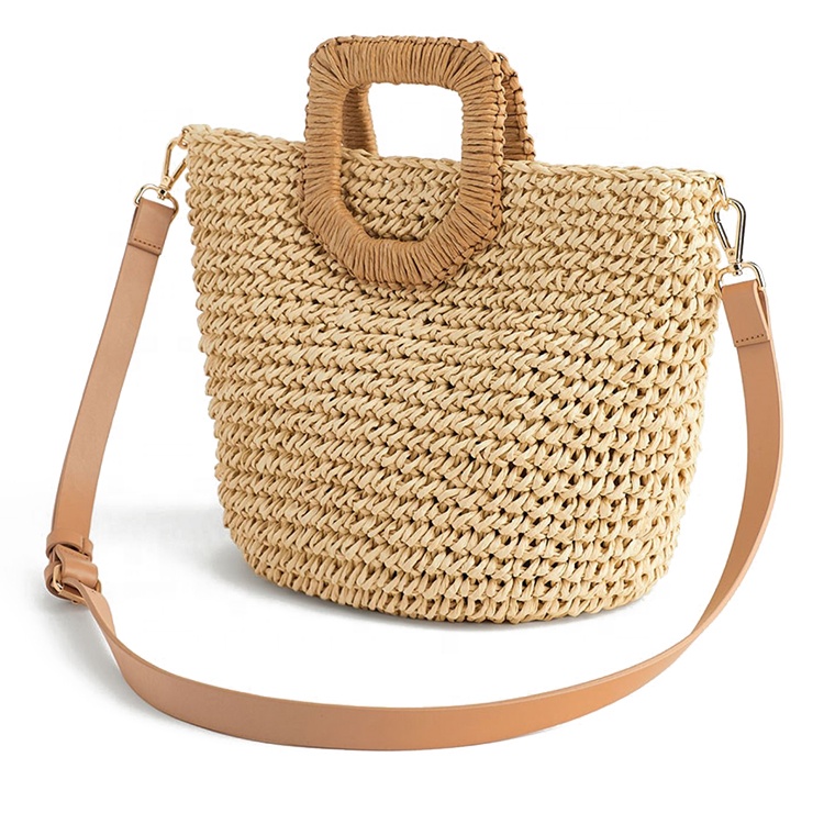 热卖妇女手 bgas 稻草沙滩包 fahion 稻草沙滩包与 pu 皮带 - buy
