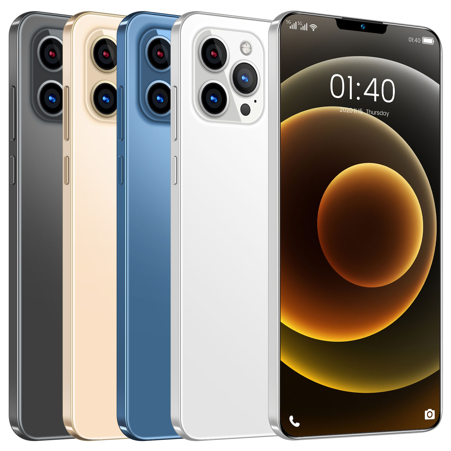 Ультратонкий смартфон Phone12 Pro Max с экраном 6,7 дюйма, большой памятью 12 + 512 ГБ, разблокировкой по лицу