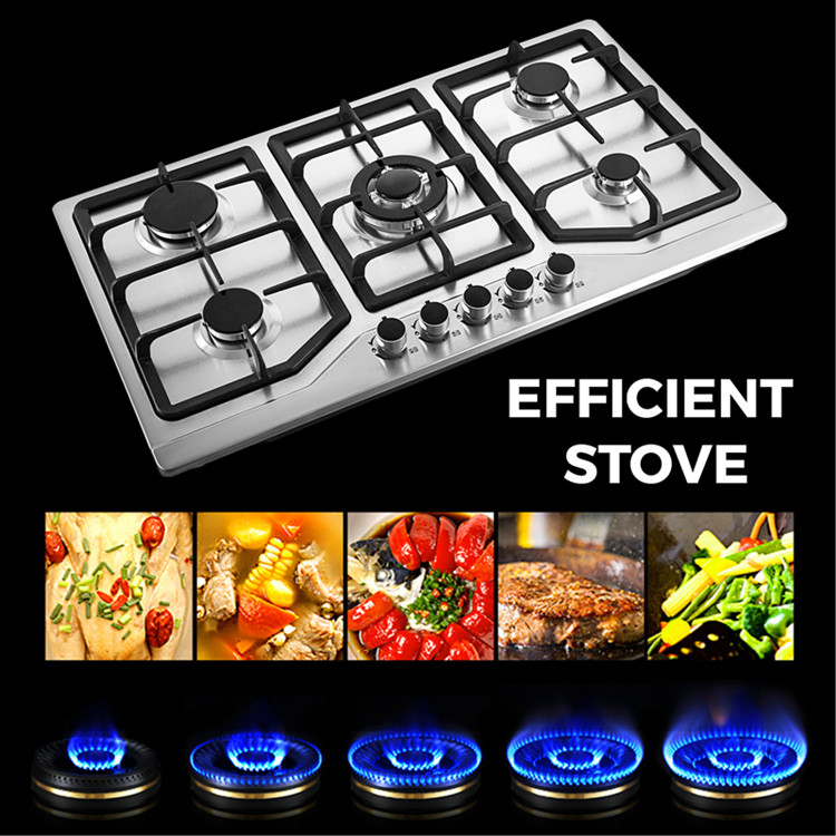Gas stove 86cm five stainless steel embedded furnace SR-HBS5702 European standard 220V