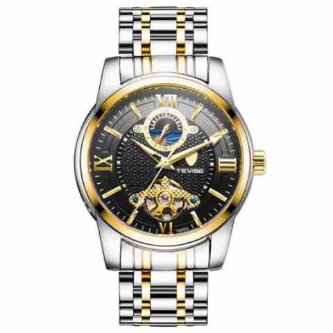 TEVISE T805D Gold Men's High Quality Watch Luxury 805D Hollow Men 3D  Tourbillon Mechanical Automatic Stainless Watches