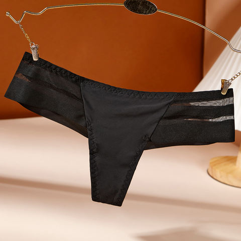 性感女士丁裤低腰冰丝无缝热透明网眼t长裤薄款透气女裤