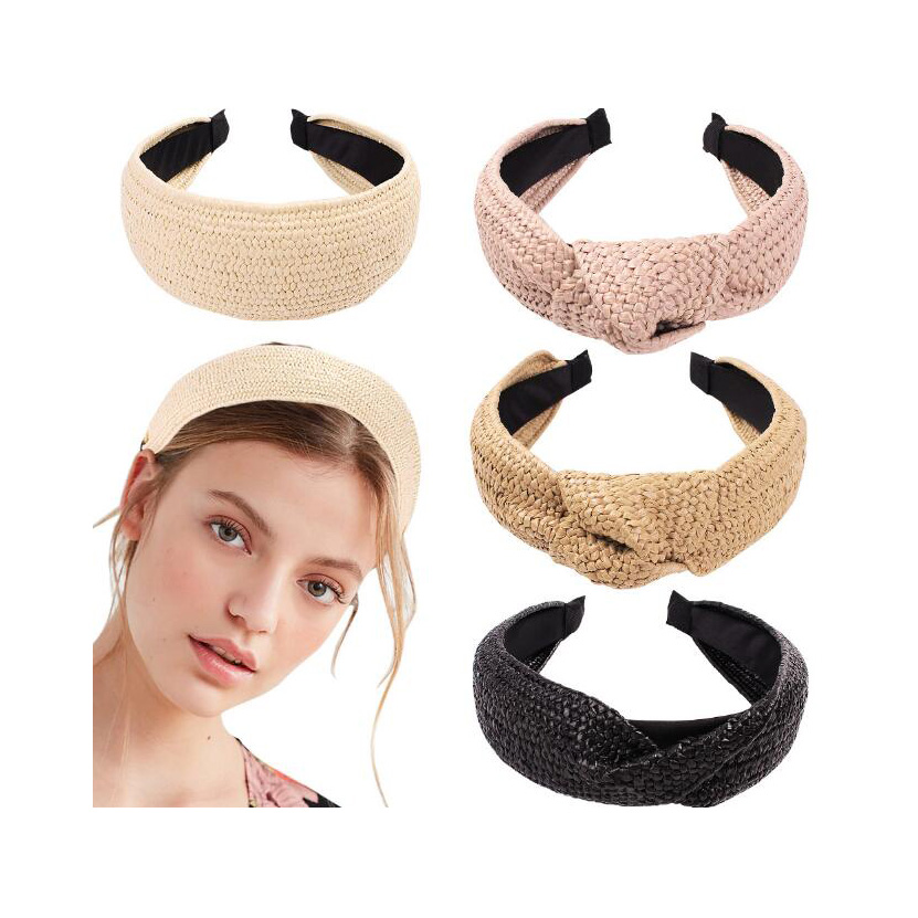 Women Hairband Boho Style Knot Weave Cross Knit Hair Hoop Three Color Choice