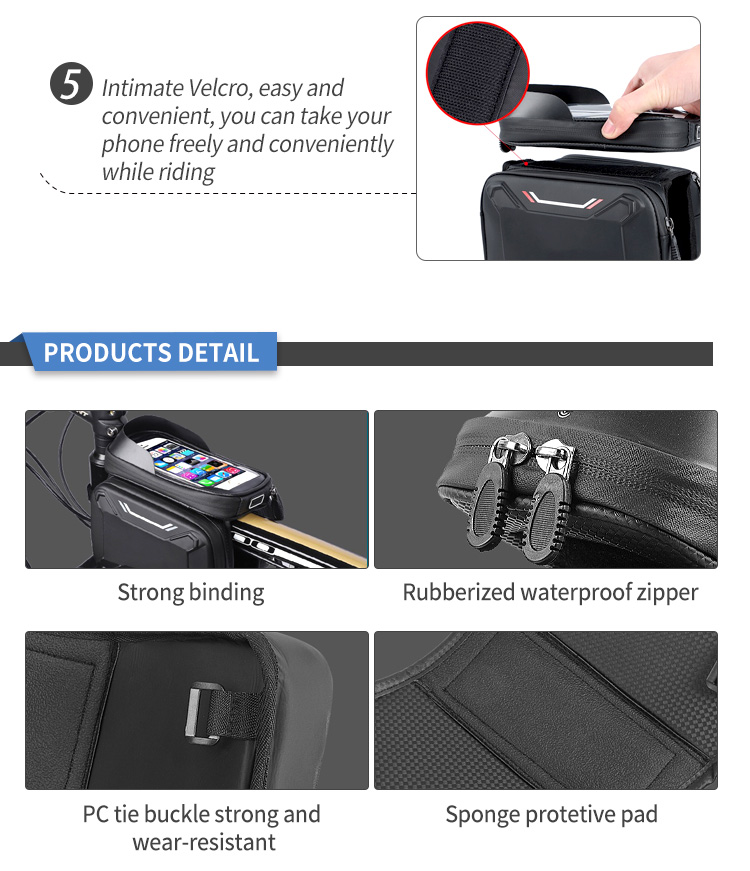 Big Capacity Waterproof Bike Top Bag, Saddle Bag with Phone Pocket
