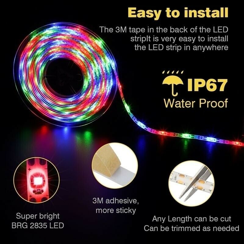 太阳能 5M 150LED 灯条户外 RGB 2835 柔性照明带状胶带防水 LED 灯条背光花园装饰