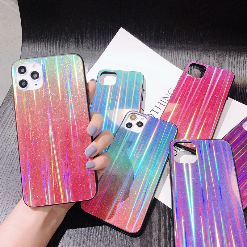 Gradient Tempered Glass Case For iPhone 8 7 6s 6 Plus Protective Color Cover For iPhone XR XS Max X Phone Cases Coque Capa