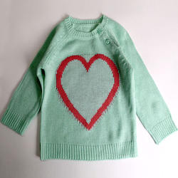 Baby's heart intarsia jacquard knitted sweater top pullover