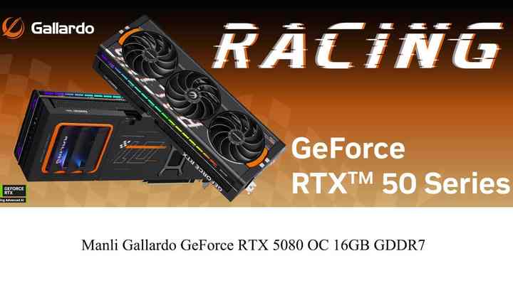 Manli Gallardo GeForce RTX 5080 OC 16GB GDDR7 Video Card, 256-Bit