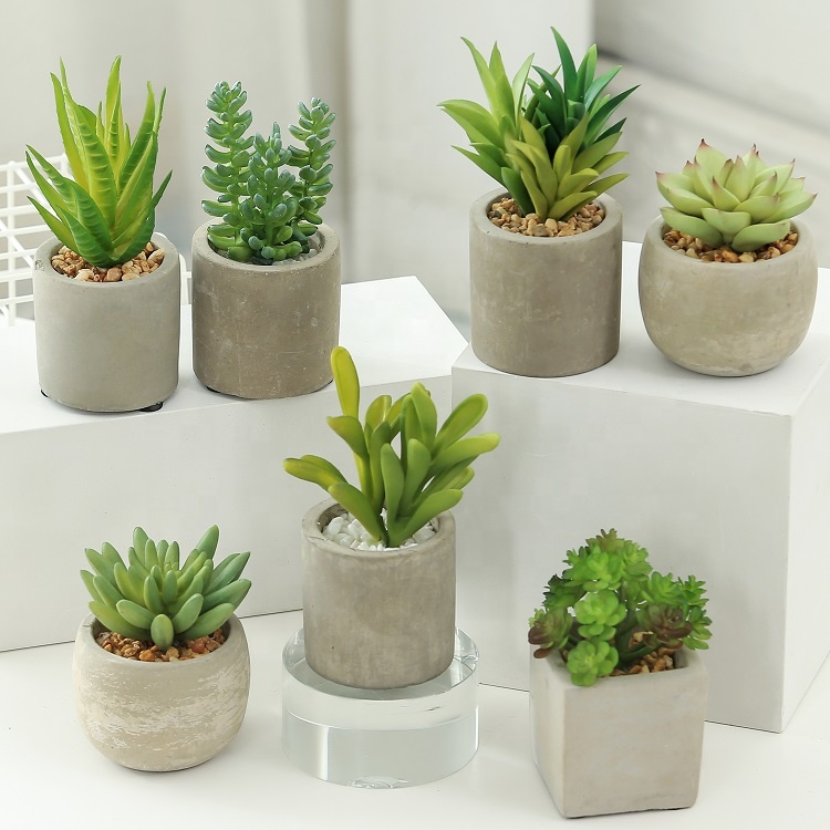 Готовые к отправке Мини Искусственные суккулентные растения в горшках на складе