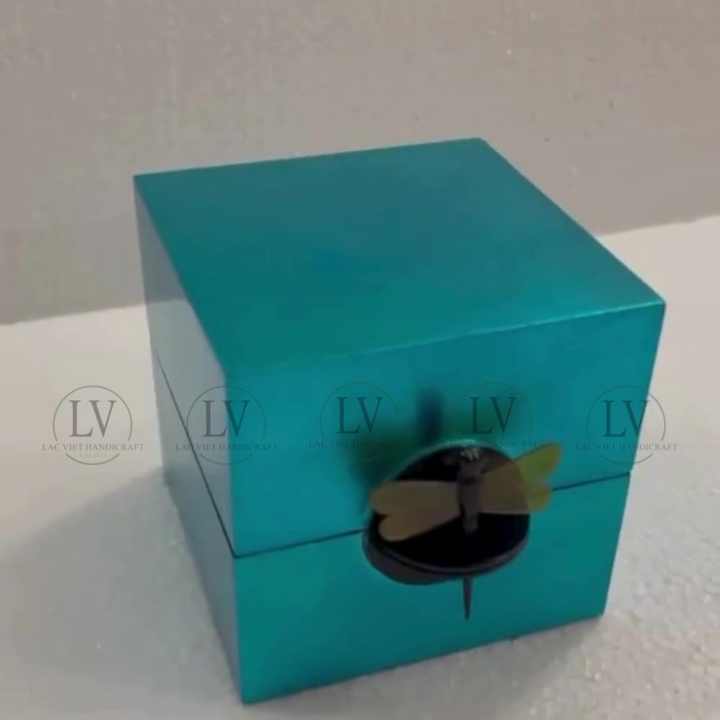 Wholesale Handmade Rectangular Wood Lacquer Box with Dragonfly