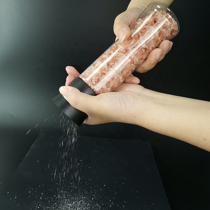 guangdong factory cheap oem restaurant home kitchen empty plastic pet spice salt pepper bottle with grinder cap