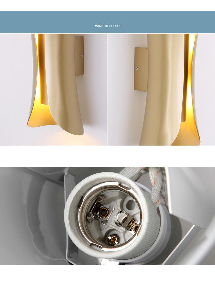 modern luxurious vintage iron art golden color Plating with Black cloth cover wall light for hotel wall light