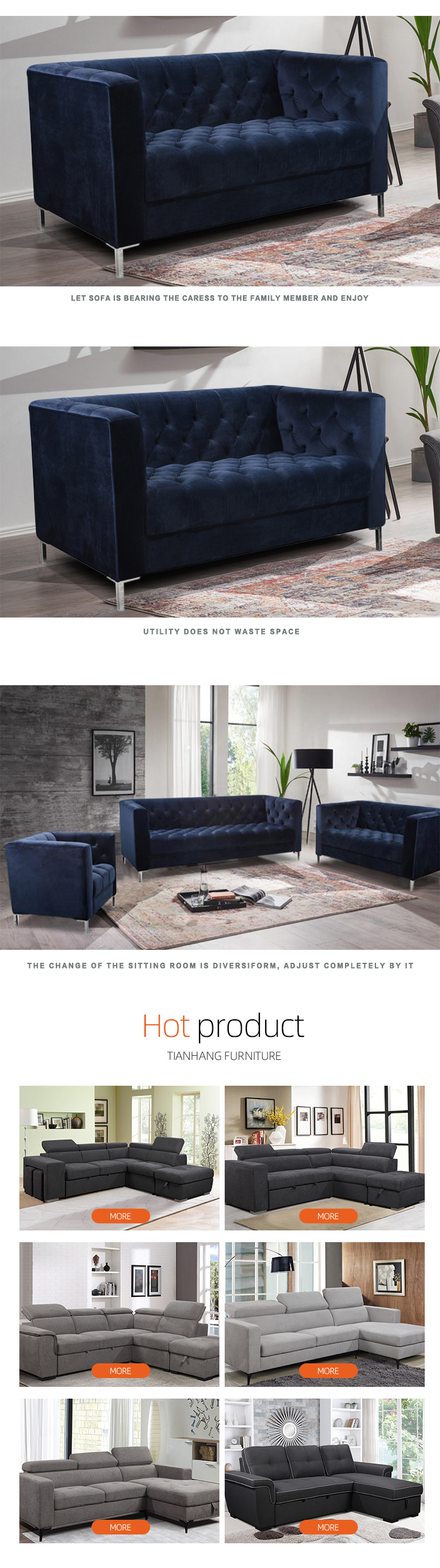 Luxury Velvet Tufted Chesterfield Living Room Sofa Set With Competitive Price