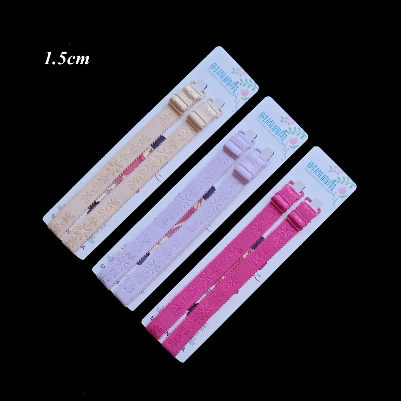 工厂批发库存多色 15毫米提花胸罩带可调节弹性胸罩带内衣肩带