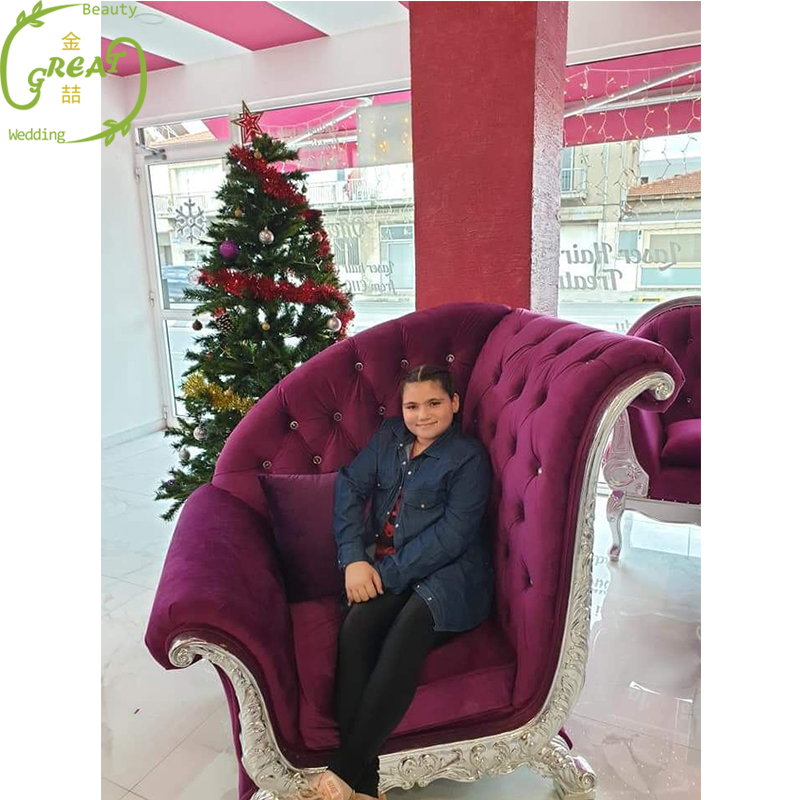 Great Foshan Factory Purple Beauty Salon Furniture Sofa Salon Sofa Waiting Sofa