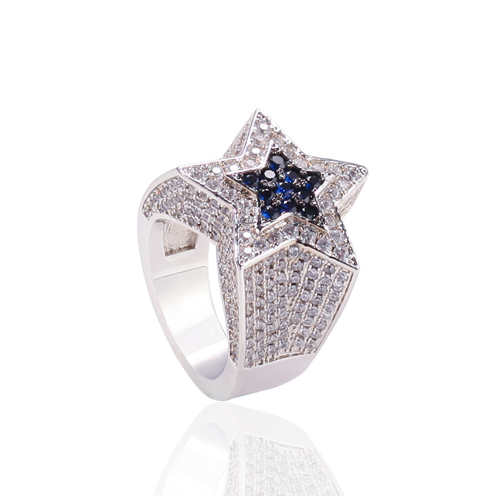 Anillo de cruce de Zafiro corte princesa CZ Acero Inoxidable Azul señoras todas las tallas 1222