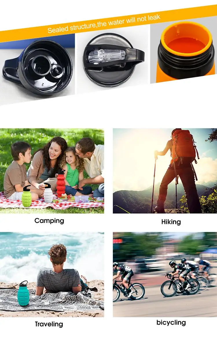 Hot Sale Good Quality Foldable Sports Running Silicone Drinking Water Bottle for Adults