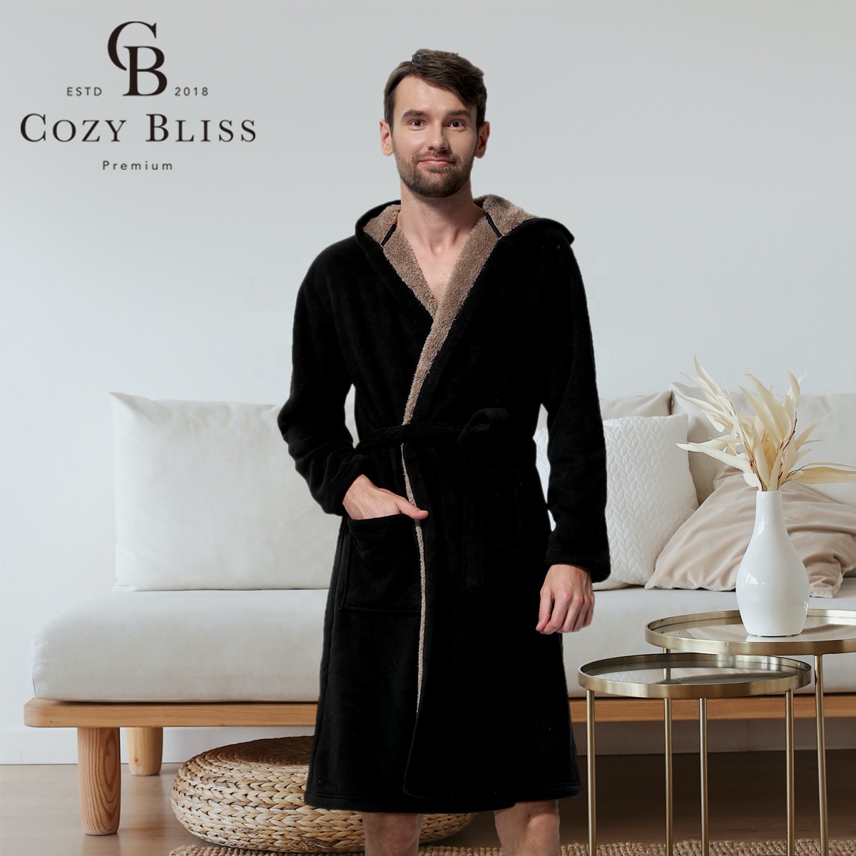 Мужское Фланелевое кимоно Cozy Bliss, банный халат для мальчиков, меховой плюшевый халат для дома, отеля, путешествий