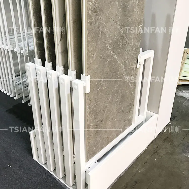 Showroom Floor Slider Marble Quartz Shelf Granite Rock Sample Stand Ceramic System White Tile Stand Push-Pull Stone Display Rack