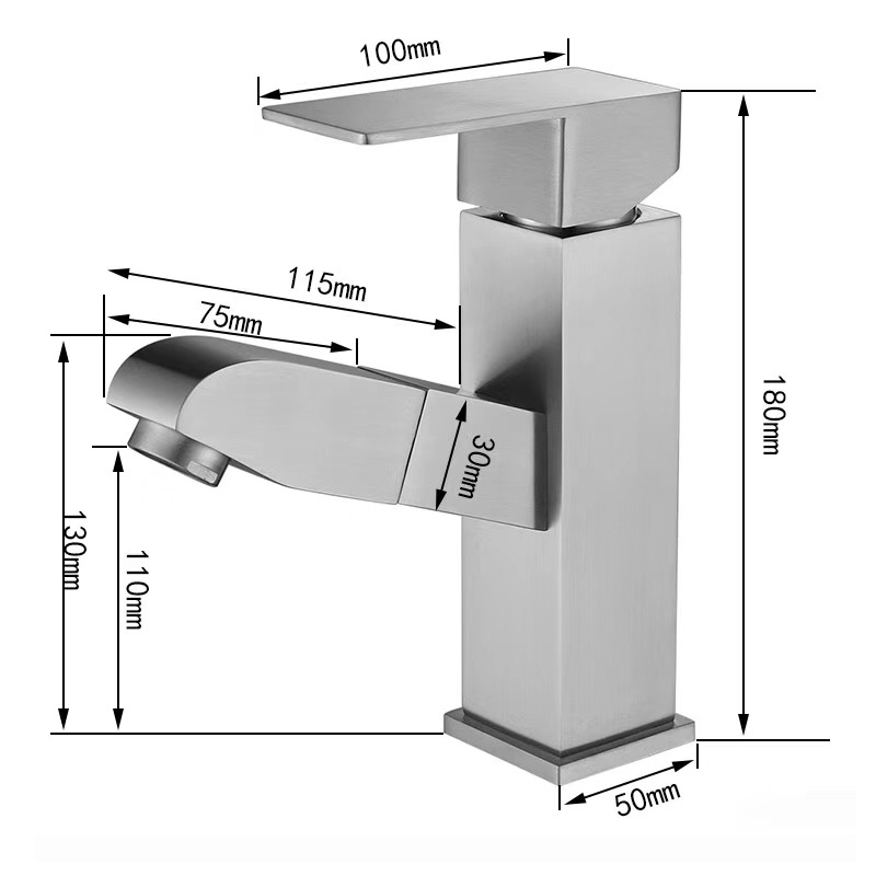 Stainless Steel 304 Single Lever Hot and Cold Water pull-out wash face Basin Faucet Sink Mixer Tap by black color