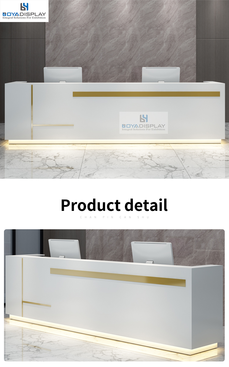 Cheap Factory Price furniture luxury silver beauty sale l shaped reception table desk for sale