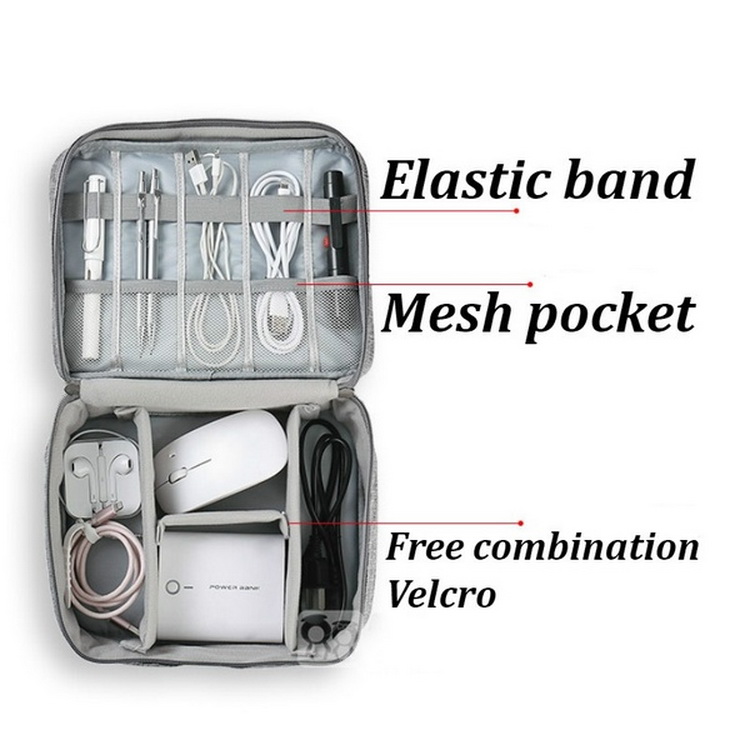 حقيبة تخزين كابل السفر للماء الملحقات الإلكترونية حقيبة منظم الكابلات لبنك الطاقة