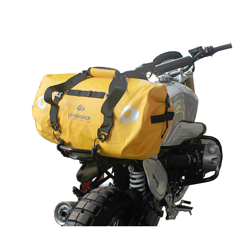 Motorcycle waterproof tail bag rider equipped brigade ride back seat cross bag helmet strap reflect