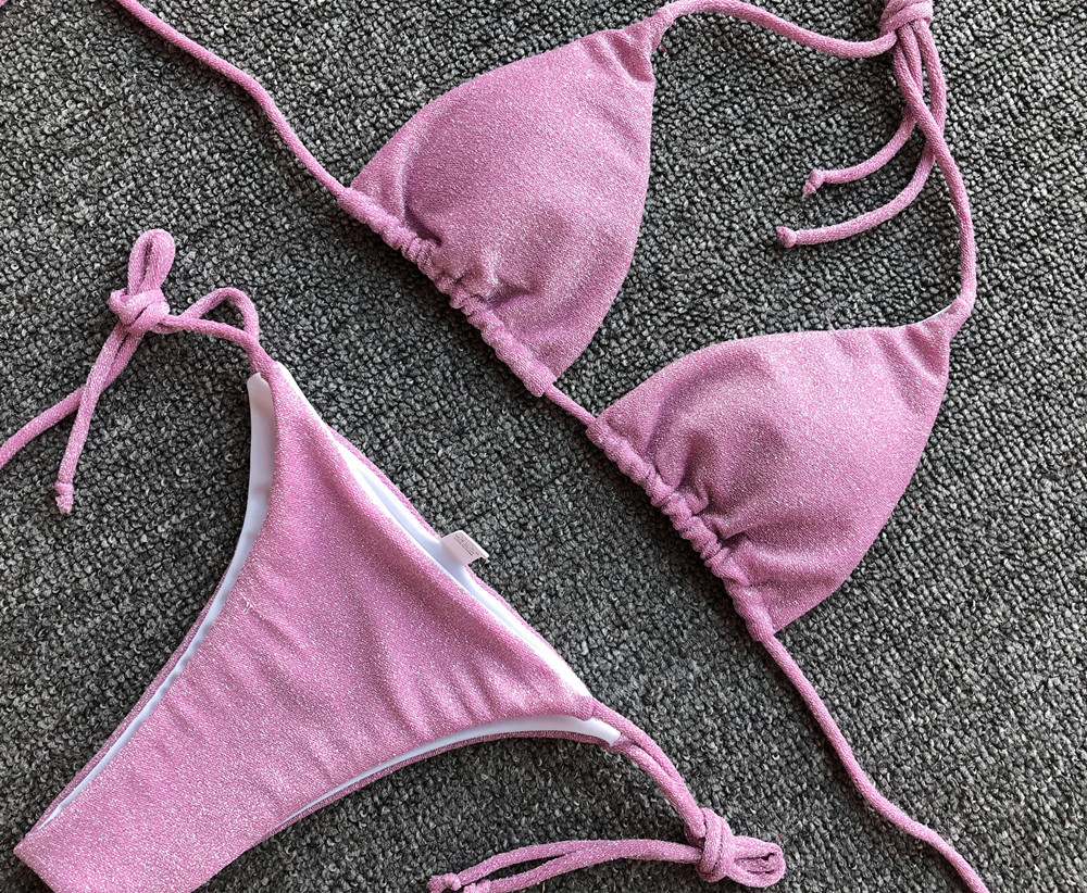 时尚女分体纯色泳衣分离露背俯卧撑加厚文胸泳装内衣套装