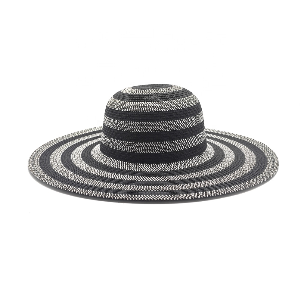 定制条纹稻草编织宽边太阳沙滩帽为妇女 - buy floppy hat,summer