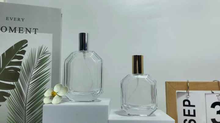 Hot Sale 30ml 50ml 100ml Octagon Shaped Crimp Perfume Glass Spray