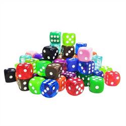 파티 게임 용품 큐브 단색 디지털 주사위 아크릴 다채로운 투명 주사위 휴대용 테이블 게임 주사위