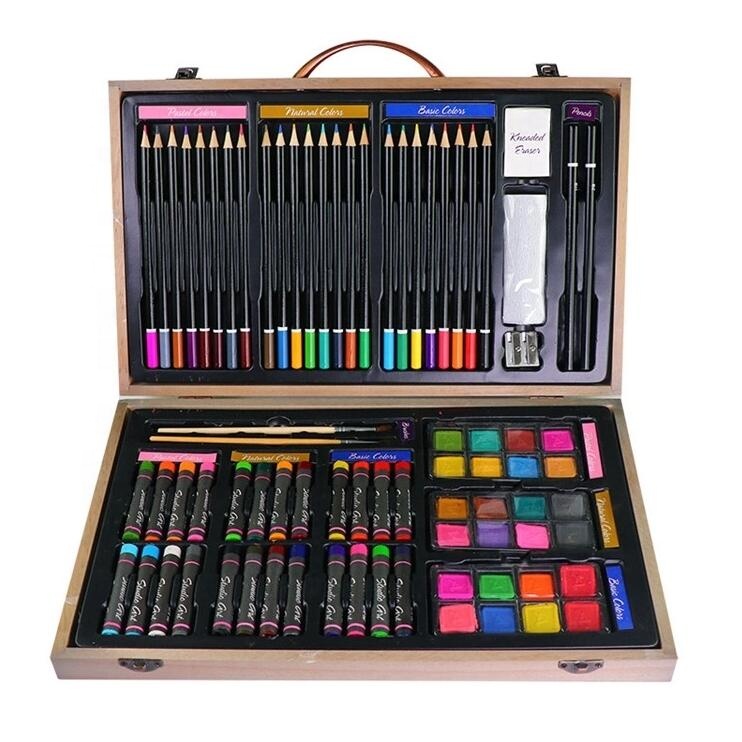 80 шт. роскошный деревянный набор для рисования и рисования, Детский Школьный набор