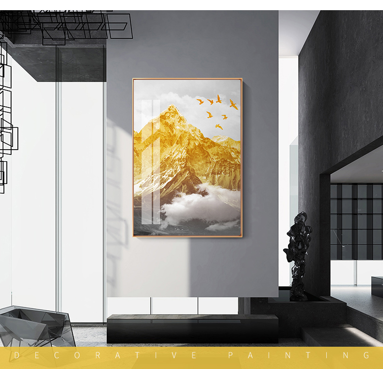 Peinture à l'huile de paysages moderne peinte à la main, porcelaine en cristal jaune, arbre doré, Art mural, abstrait, kits d'art