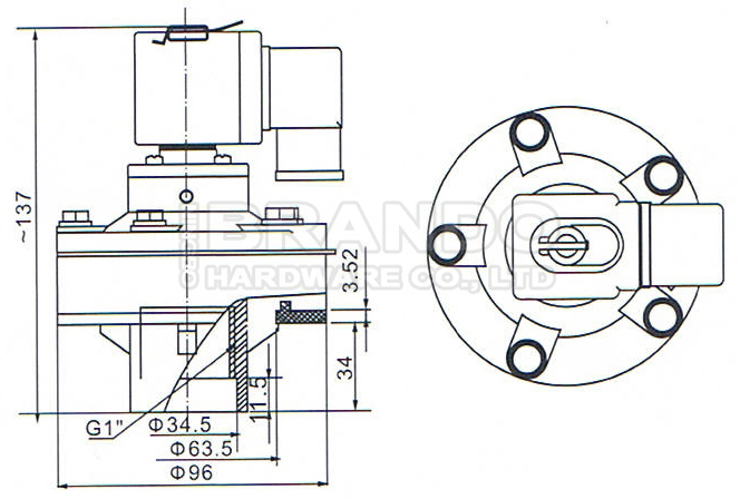 1" DMF-Y-25 BFEC Embedded Diaphragm Solenoid Pulse Jet Valve For Dust Collector