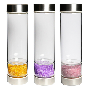 Custom logo natural gemstone elixir infuser glass crystal water bottle for drink