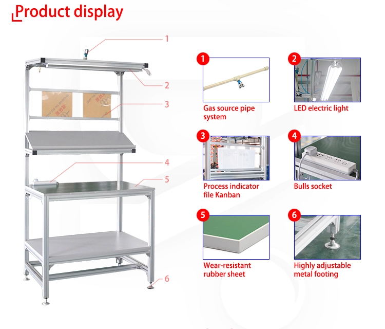 Custom Aluminium Profile Workbench Esd Repair Bench Assembly Pipe Workbench for Assembly Line