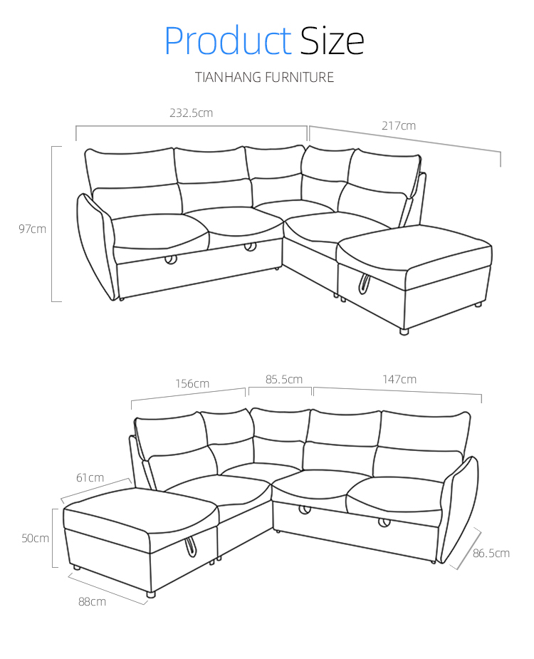 Living room L shaped sofa set for home High quality sleeper sofa Modern sectionals leather sofa