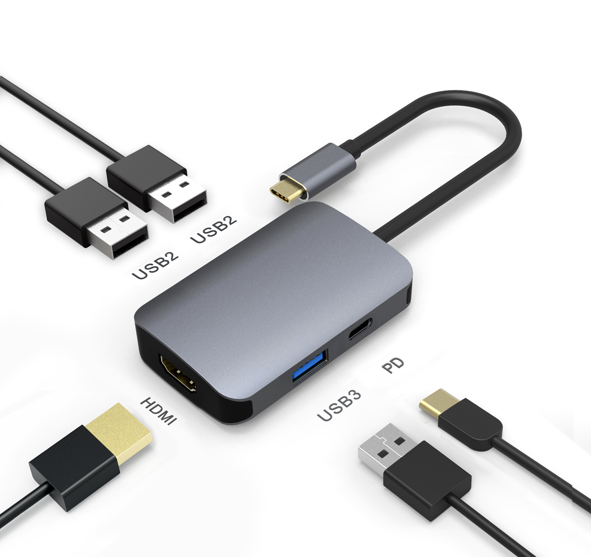 5 в 1 Алюминий 4K 60Hz типа C USB док-станция USB C Hub адаптер USB C PD концентратор